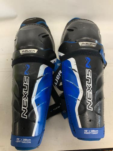 Used Bauer NEXUS Senior Shin Guards Black 15" 11823-S000041130