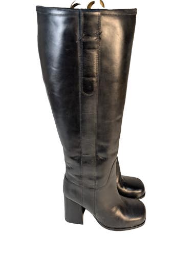 Free People Naomi Tall Heel Boots Womens Size: 6  Black Leather Knee High