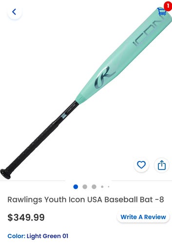 2026 Rawlings Icon Composite USABat Certified Bat (-8) 22 oz 30" (Used)