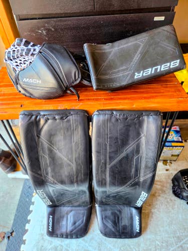 Bauer Mach Goalie Full Set 34" Black Senior Pads + Catcher + Blocker