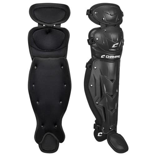 Champro CG104B Baseball Catcher's Leg Guards, Black, 14.5"
