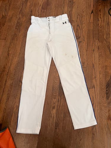 White w Royal blue stripe Men's Medium Adult Under Armour Game Pants (Used)