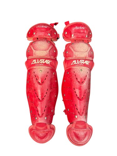Used All Star LG79PS Catchers Leg Guards Red Youth 11835-S000211324