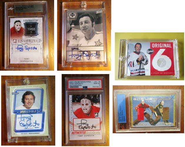 Collection of Hockey Goalie Tony Esposito Chicago Blackhawks Trading Cards