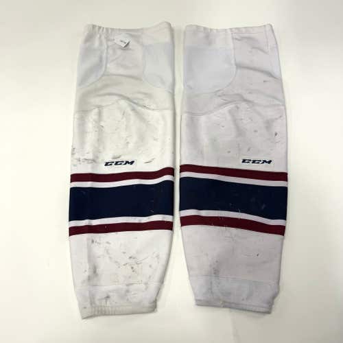 Used White Tulsa Oilers CCM Socks | Large | AB748