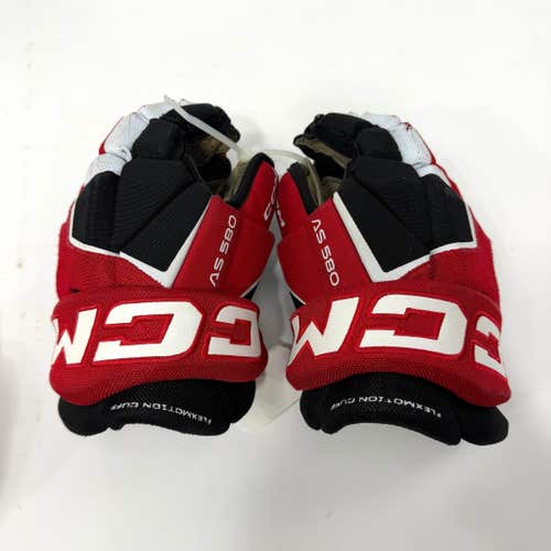 Used Black/Red CCM Tacks AS580 Gloves | 10" | J127