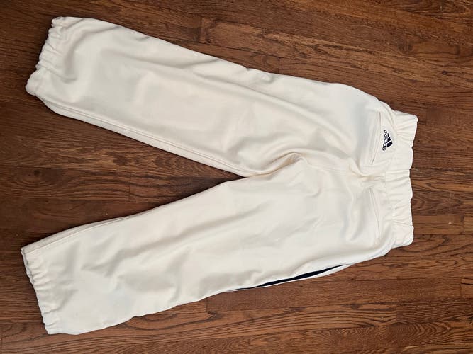 White w Navy stripe Men's Size 32 Adult Adidas Game Pants (New)