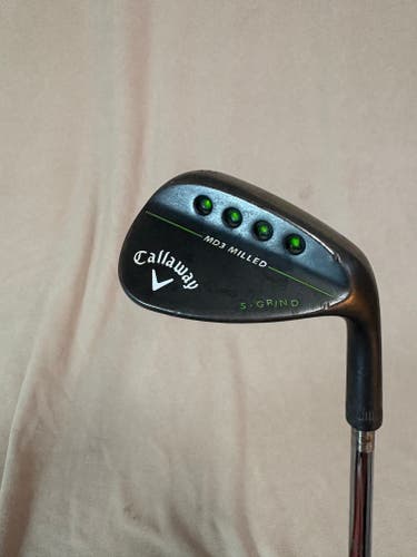 Men's Callaway MD3 Milled Black S-Grind Right Handed Wedge Regular Flex 52 Degree Steel Shaft (Used)