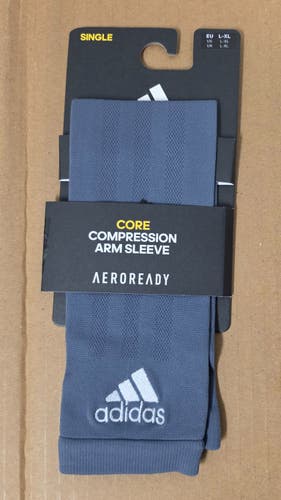 New adidas Core Compression Arm Sleeve L/XL Onyx Gray AEROREADY Single CW1100