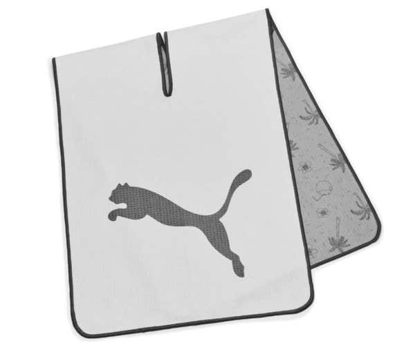 Puma Players Microfiber Tour Towel (White/High Rise 37"x14") 2024 Golf NEW