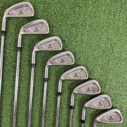 Taylormade 360 Iron Set 3-PW Flighted Rifle S-90 Stiff Flex Steel Left Handed