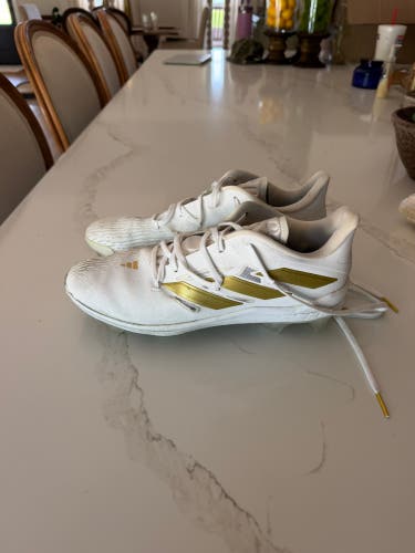 Adidas Adizero Afterburner 8 Low Top Molded Cleats White Men's Size M 10.5 Adult (Used)