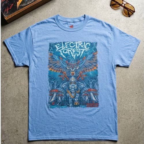 Electric Forest Music Festival Graphic T-Shirt XL Blue Rothbury Michigan EDM