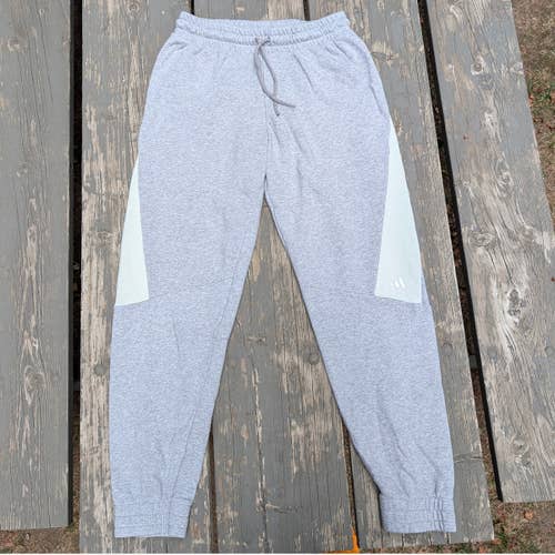 Adidas Men's Joggers Sweatpants Medium Grey White Tapered Cuffed Activewear