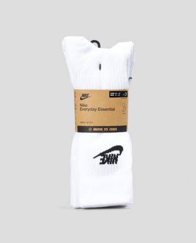 White Adult Unisex Large Nike Socks (New) Nike Sportswear Essential Dri-fit Cushioned Crew Socks