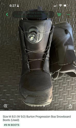 Unisex Size M 8.0 (W 9.0) Burton Progression BOA Snowboard Boots (Used)