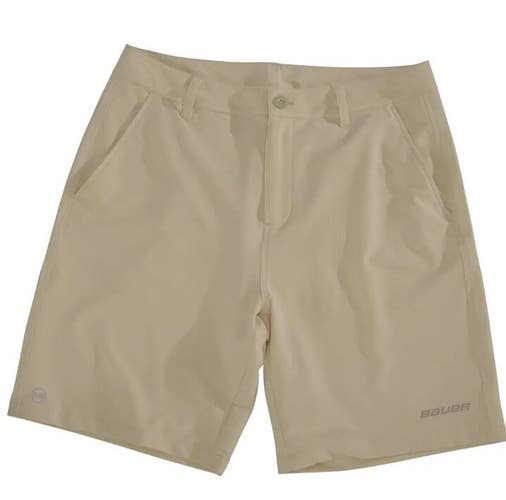 $69 Bauer Hockey Premium Golf Shorts Mens Size 32 Beige Khaki Hybrid Tan