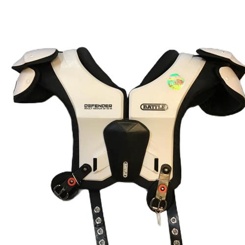 Used Battle Sports DEFENDER Football Shoulder Pads White Adult Medium 11730-S000072943