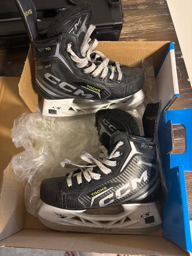 Black 2024 CCM Tacks XF 70 Hockey Skates Regular Width Size 2 (Used)