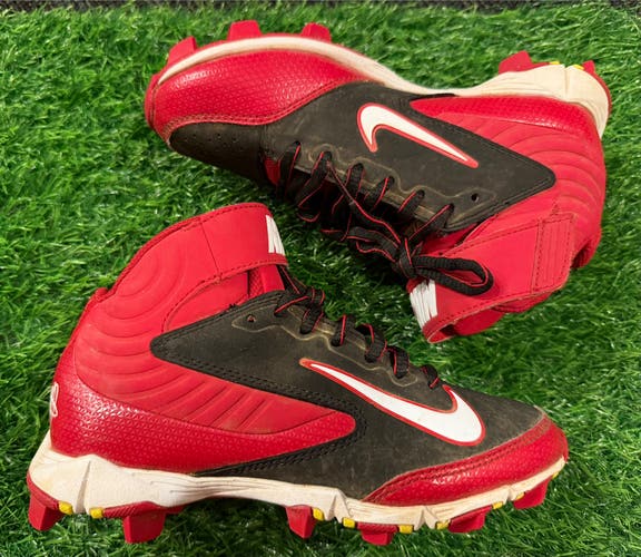 Red Kid's 2Y (Big Kids / Youth) Youth Nike Huarache High Top Molded Cleats (Used)