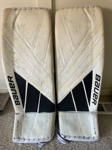 Large Bauer MACH(Skinned As Hyperlite) Goalie Leg Pads Pro Stock (Used)