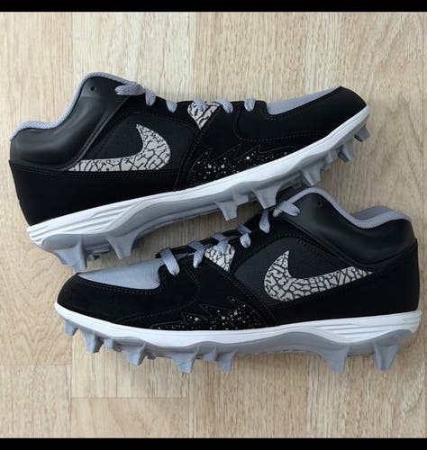 Black Men's Size M 11.0 (W 12.0) Nike Air Jordan High Top Molded Cleats (New)