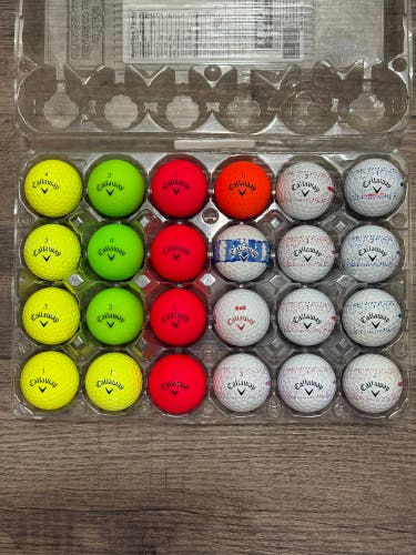 24 Callaway Supersoft Golf Balls - Colored, Splatter 360 Design, USA 250 (5A/4A)