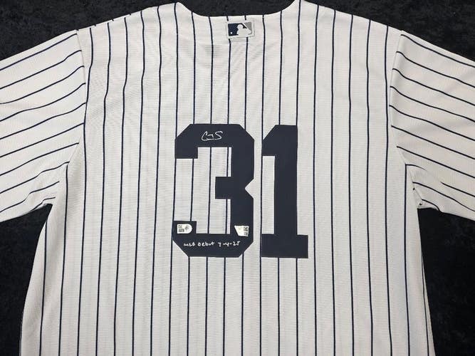 Yankees CAM SCHLITTLER Auto Autograph Signed "MLB DEBUT 7-9-25" Baseball JERSEY
