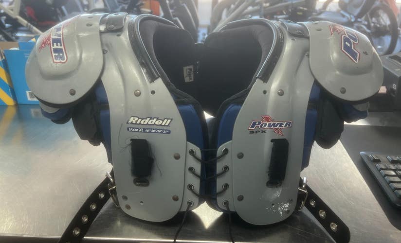 Used Riddell POWER SPX FB Shoulder Pads Grey XL 11497-C000160314