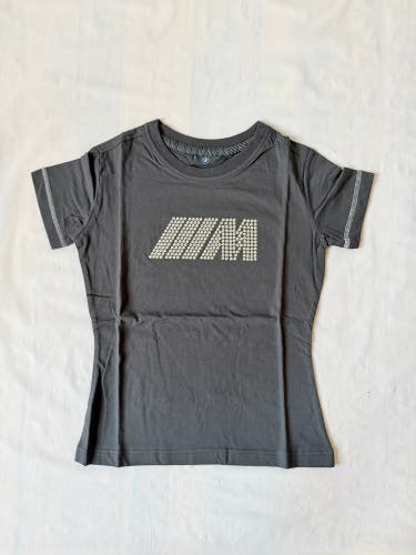 BMW M Motorsport T-shirt dark gray silver studs M-stripe logo Slim fit US XS New
