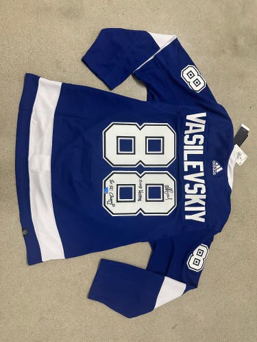 VASILEVSKY 1/10 SIGNED DUEL INSCRIBED FANATICS Blue Size 54 Men's Jersey (New)
