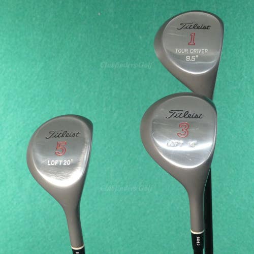 VINTAGE Titleist Metal Wood 9.5 Tour Driver, 3 & 5 Woods Graphite Firm SET OF 3