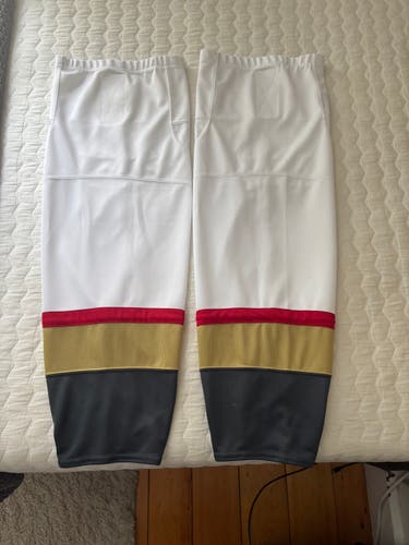 White and Away Senior Large CCM Socks Pro Stock (Used) with Gloves