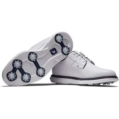 FootJoy 2024 Men's Traditions Golf Shoe- White/Navy - 9.0 Wide
