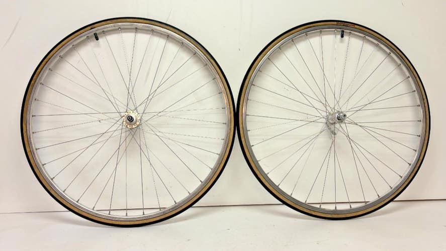 Vintage Araya 36-Spoke Silver Aluminum 700C Road Wheelset Suntour Pro-Am Hubs +