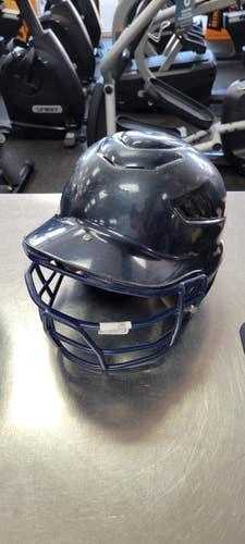 Used Rawlings 6 1/2 - 7 1/2 WITH MASK Batting Helmet w/Mask Navy Blue One Size 11497-S000160342