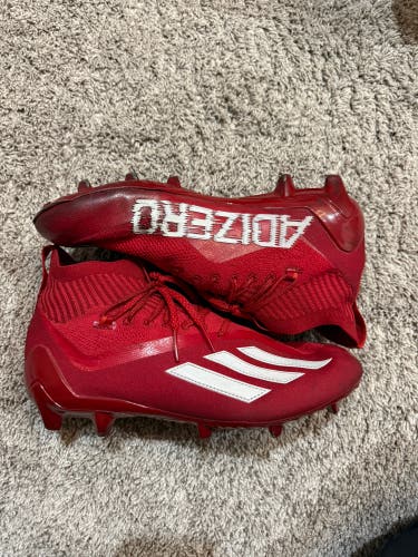 Red Men's Size M 10.5 (W 11.5) Adult Adidas Cleats (Used, In Good Shape)