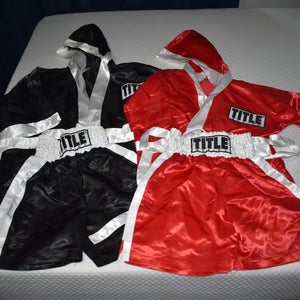 Title Youth Sparring Sets, Shorts and Robes, Red and Black, Youth Medium