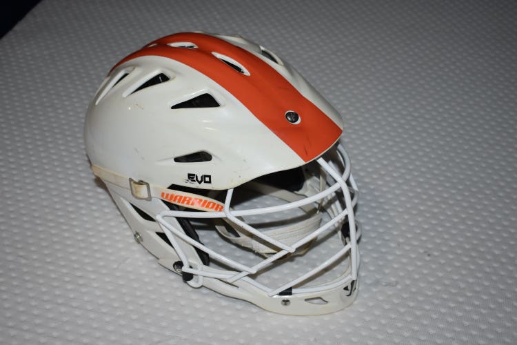 Warrior Evo Lacrosse Player's Helmet w/BOA Fit, White/Orange, L/XL