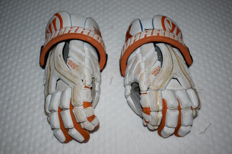 Warrior Evo EG17M Lacrosse Gloves, White/Orange, Medium - Good Condition!