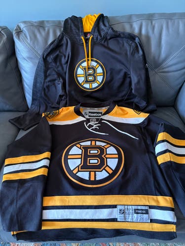 Black Small Jersey (Used) and Black Bruins Hoodie