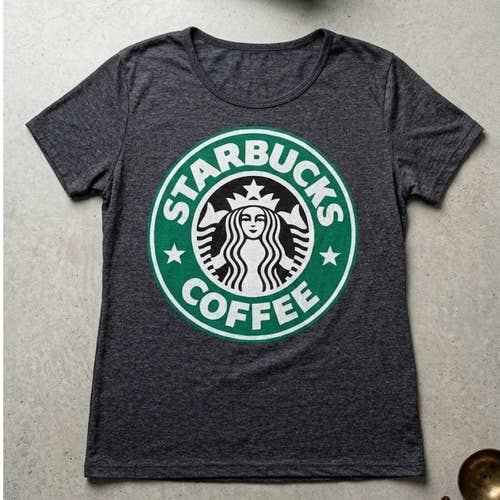 Starbucks Coffee Siren Logo Graphic T-Shirt Womens Charcoal Grey Heather
