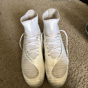 White Men's Size M 8.0 (W 9.0) Adult Under Armour Highlight Mid Top (Used)