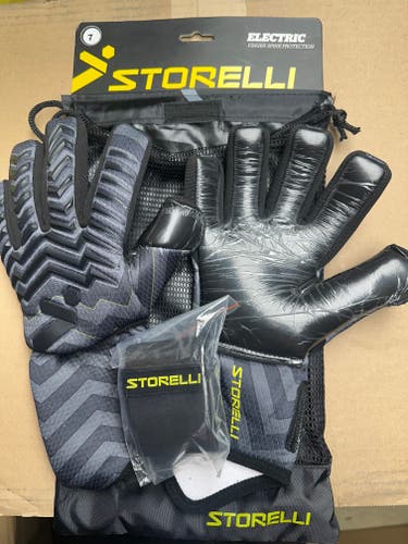 STORELLI ELECTRIC GOALIE GLOVES BLACK GREY YELLOW 7