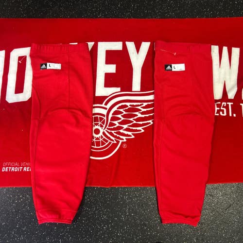 NHL Detroit Red Wings Pro Stock Sr. Large 30" Adidas Hockey Socks Kevlar Red