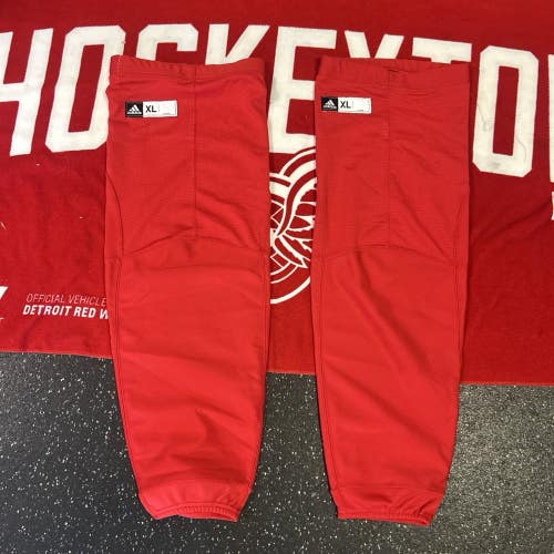 NHL Detroit Red Wings Pro Stock Sr. XL 32" Adidas Hockey Socks Kevlar Red