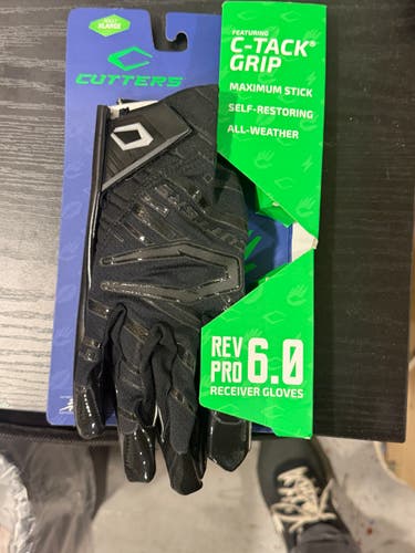 Black XL Adult Cutters Rev pro 6.0 Gloves (New)