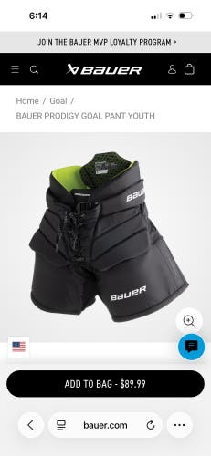 Bauer Prodigy Goalie Pants youth L/XL (Used)