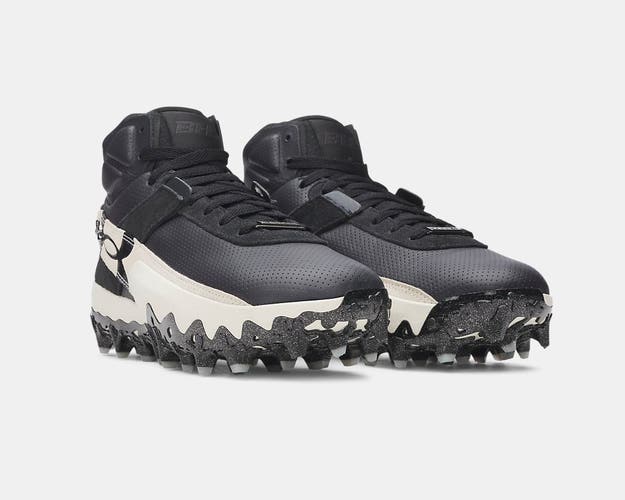 Under Armour Harper 10 Pro TPU Mid Mens Baseball Cleats Black/Stone Leather Size 11 - New w/out tags