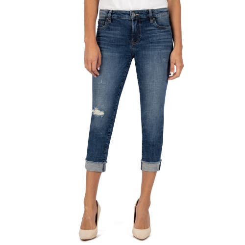 KUT from the Kloth Amy Crop Straight Leg Jeans Women 26 Blue Bubbly Wash GBO3195